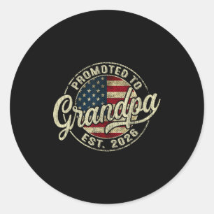 Promoted To Grandpa 2026 Expecting Baby Usa Flag G Classic Round Sticker