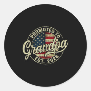Promoted To Grandpa 2026 Expecting Baby Usa Flag G Classic Round Sticker