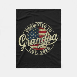 Promoted To Grandpa 2026 Expecting Baby Usa Flag G Fleece Blanket