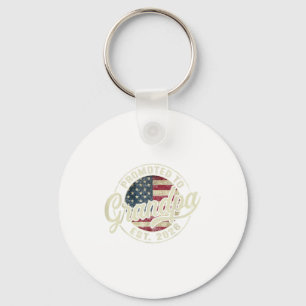 Promoted To Grandpa 2026 Expecting Baby Usa Flag G Keychain