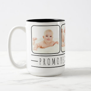 Promoted to Grandpa 3 Photo Two-Tone Coffee Mug