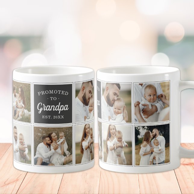 Promoted to Grandpa Custom 9 Photo Frame Coffee Mug (Creator Uploaded)
