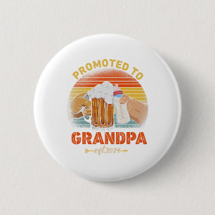 Promoted To Grandpa Est 2024 Fathers Day Vintage  2 Inch Round Button