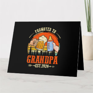 Promoted to Grandpa Est 2024 Retro Fathers Day New Card