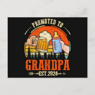 Promoted to Grandpa Est 2024 Retro Fathers Day New Holiday Postcard