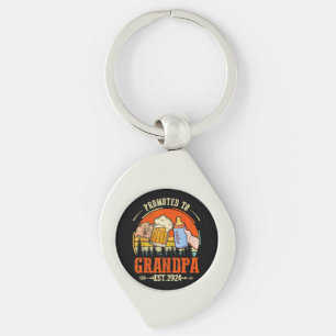 Promoted to Grandpa Est 2024 Retro Fathers Day New Keychain