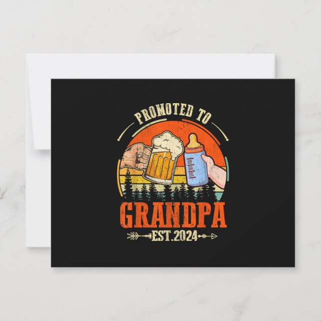 Promoted to Grandpa Est 2024 Retro Fathers Day New RSVP Card (Front)