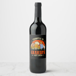 Promoted to Grandpa Est 2024 Retro Fathers Day New Wine Label