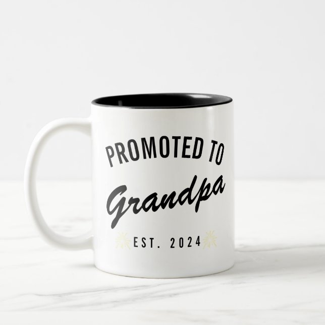 Promoted to Grandpa Est. 2024 Two-Tone Coffee Mug (Left)