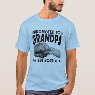 Promoted To Grandpa EST 2025 Baby Announcement T-Shirt