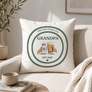 Promoted to Grandpa Est. 2025 Throw Pillow