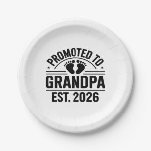Promoted to Grandpa, Est. 2026, Funny New Grandpa Paper Plate