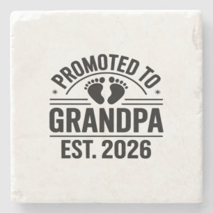Promoted to Grandpa, Est. 2026, Funny New Grandpa Stone Coaster