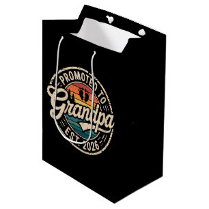 Promoted To Grandpa Est 2026 Pregnancy Retro Medium Gift Bag