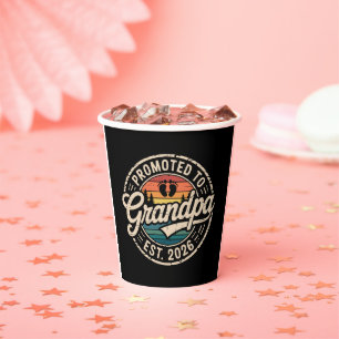 Promoted To Grandpa Est 2026 Pregnancy Retro Paper Cups