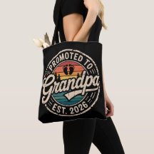 Promoted To Grandpa Est 2026 Pregnancy Retro Tote Bag