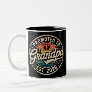 Promoted To Grandpa Est 2026 Pregnancy Retro Two-Tone Coffee Mug