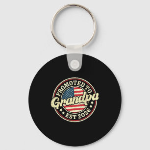Promoted To Grandpa Est 2026 Retro Vintage New Gra Keychain