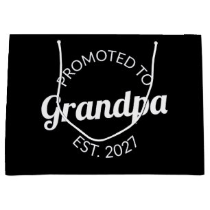 Promoted To Grandpa Est 2027 New Papa I Large Gift Bag