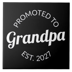 Promoted To Grandpa Est 2027 New Papa I Tile