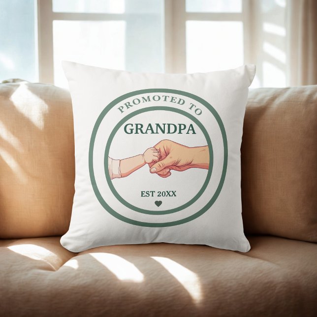 Promoted to Grandpa Est. 20XX Throw Pillow (Creator Uploaded)