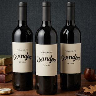 Promoted To Grandpa Established Custom Year Cream Wine Label