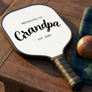 Promoted To Grandpa Established Custom Year White Pickleball Paddle