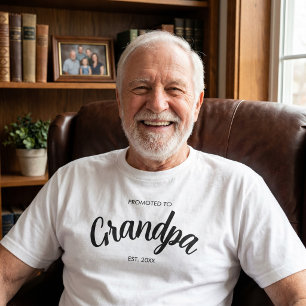 Promoted To Grandpa Established Custom Year White T-Shirt