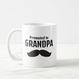 Promoted to Grandpa Funny Moustache New Grandfathe Coffee Mug