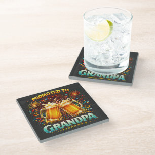 Promoted To Grandpa Future Glass Coaster