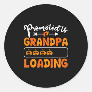 Promoted To Grandpa Loading Pumpkin Halloween Gran Classic Round Sticker