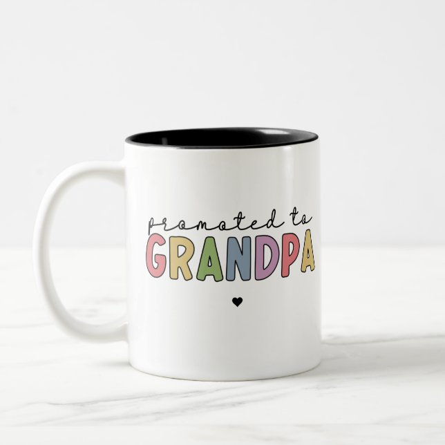 Promoted to Grandpa New Grandad to be gifts Two-Tone Coffee Mug (Left)