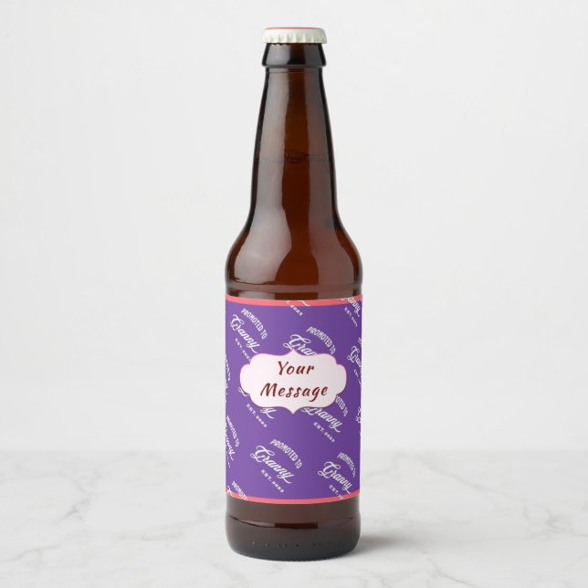 Promoted To Granny Est. 2023 For New Grandma Beer Bottle Label (Front)