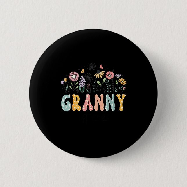 Promoted To Granny Est. 2026 Daisy Floral Wildflow 2 Inch Round Button (Front)