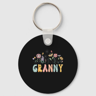Promoted To Granny Est. 2026 Daisy Floral Wildflow Keychain