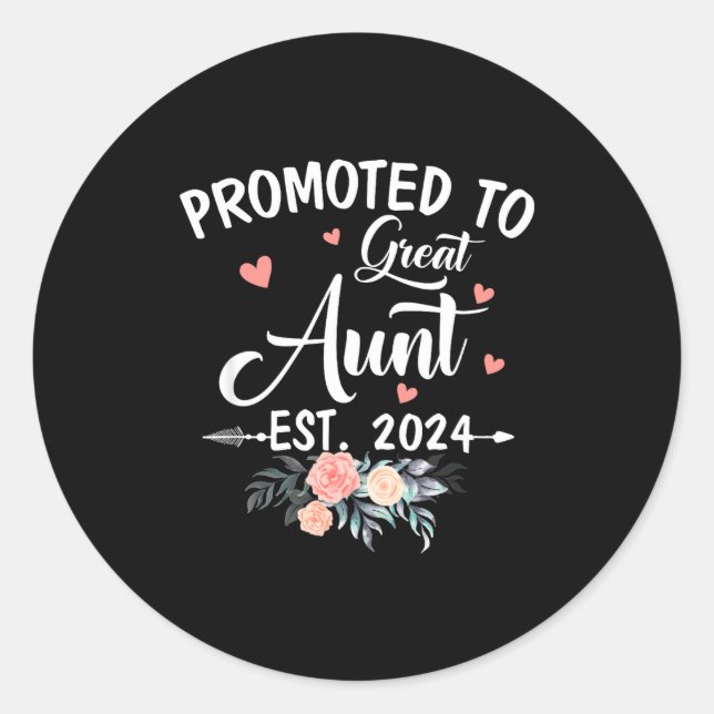 Promoted To Great Aunt Est 2024 Soon To Be Aunt Fl Classic Round Sticker (Front)