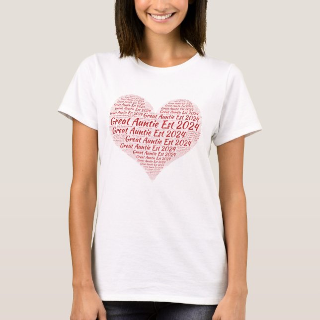 Promoted to Great Auntie Est 2024, Gift for Aunt  T-Shirt (Front)
