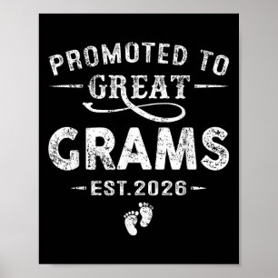 Promoted To Great Grams Est 2026 Pregnancy Announc Poster