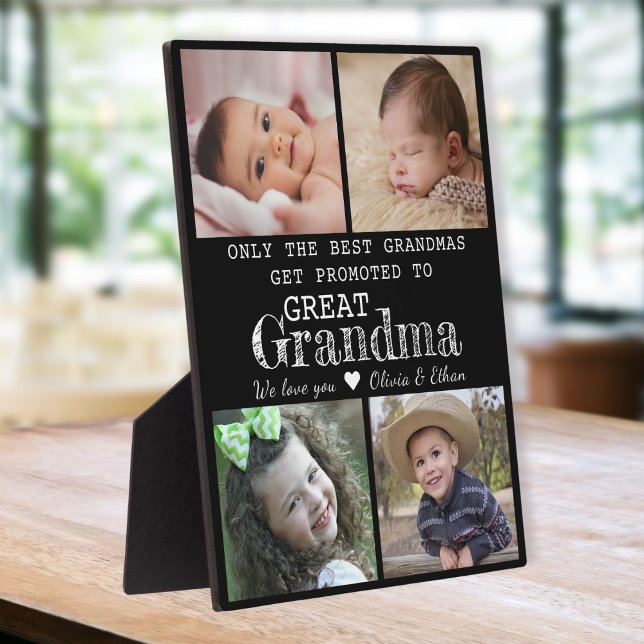 Promoted To Great Grandma 4 Photo Black 8 x 10 Plaque (Creator Uploaded)