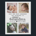 Promoted To Great Grandma 4 Photo Collage Gift Faux Canvas Print<br><div class="desc">Photo collage canvas with 'Only The Best Grandmas Get Promoted To Great Grandma ' typography  . Makes a perfect gift for your favourite grandmother for mother's day , grandparent's day , birthday. Personalize with we love you message and grandchildren names.</div>