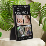 Promoted To Great Grandma 4 Photo Collage Plaque<br><div class="desc">Photo collage plaque with 'Only The Best Grandmas Get Promoted To Great Grandma ' typography  . Makes a perfect gift for your favourite grandmother for mother's day , grandparent's day , birthday. Personalize with we love you message and grandchildren names.</div>