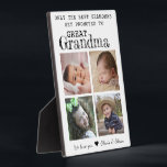 Promoted To Great Grandma 4 Photo Collage White Plaque<br><div class="desc">Photo collage plaque with 'Only The Best Grandmas Get Promoted To Great Grandma ' typography  . Makes a perfect gift for your favourite grandmother for mother's day , grandparent's day , birthday. Personalize with we love you message and grandchildren names.</div>