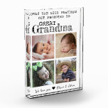 Promoted To Great Grandma 4 Picture Collage White Photo Block<br><div class="desc">Photo collage  with 'Only The Best Grandmas Get Promoted To Great Grandma ' typography  . Makes a perfect gift for your favourite grandmother for mother's day , grandparent's day , birthday. Personalize with we love you message and grandchildren names.</div>