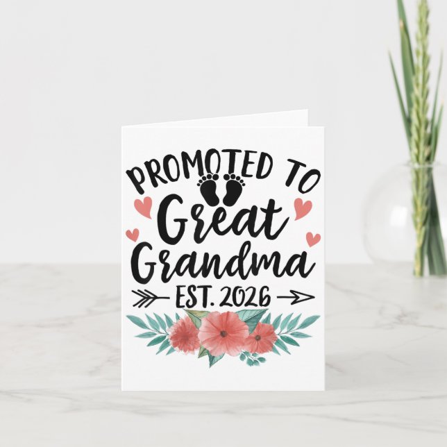 Promoted To Great Grandma Est 2026 First Time New  Card (Front)