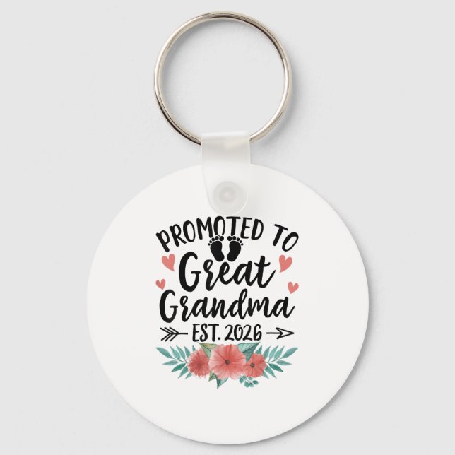Promoted To Great Grandma Est 2026 First Time New  Keychain (Front)