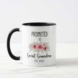 Promoted To Great Grandma Est 2027 Flowers Baby Mug