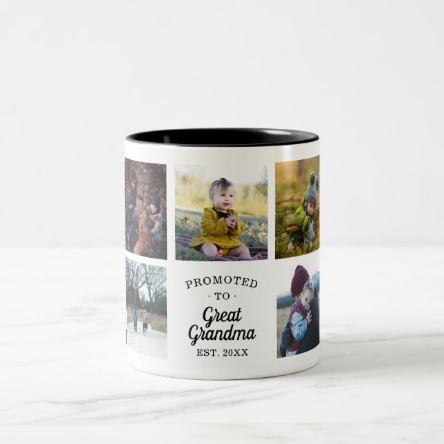 Promoted to Great Grandma Established Two-Tone Coffee Mug (Center)