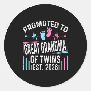 Promoted To Great Grandma Of Twins Est 2026 Baby S Classic Round Sticker