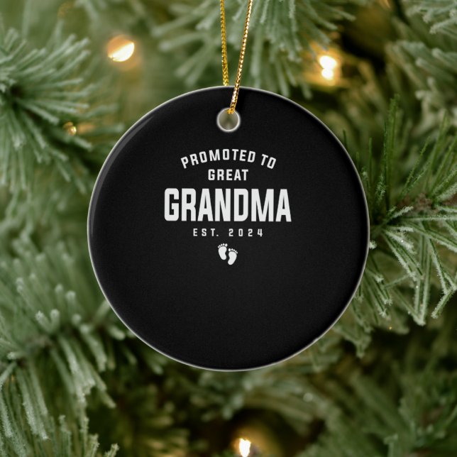 Promoted To Great Grandma To Be Est 2024 Ceramic Ornament (Tree)