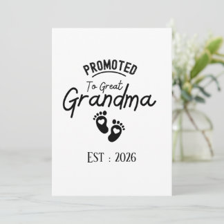 Promoted To Great Grandma To Be Est 2026 Invitation
